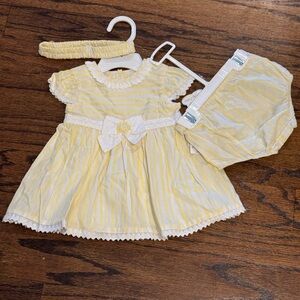 NWT- Yellow Striped Baby Dress Set
